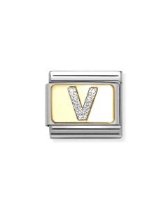 Nomination Composable Gold 18K brokatowa litera "V" 030291/22